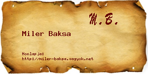 Miler Baksa névjegykártya